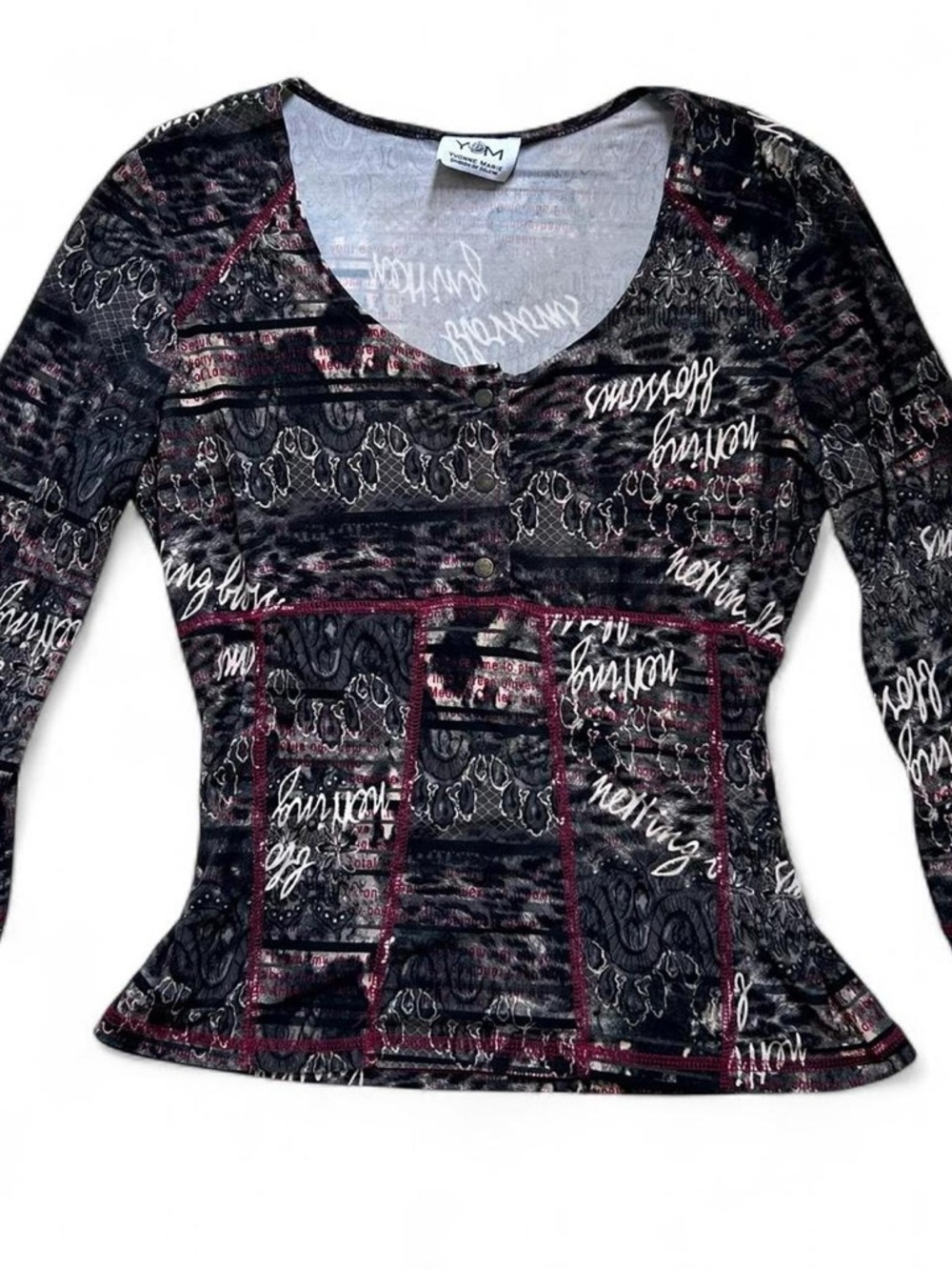 Y2K Yvonne Marie Black and Red Graphic Top